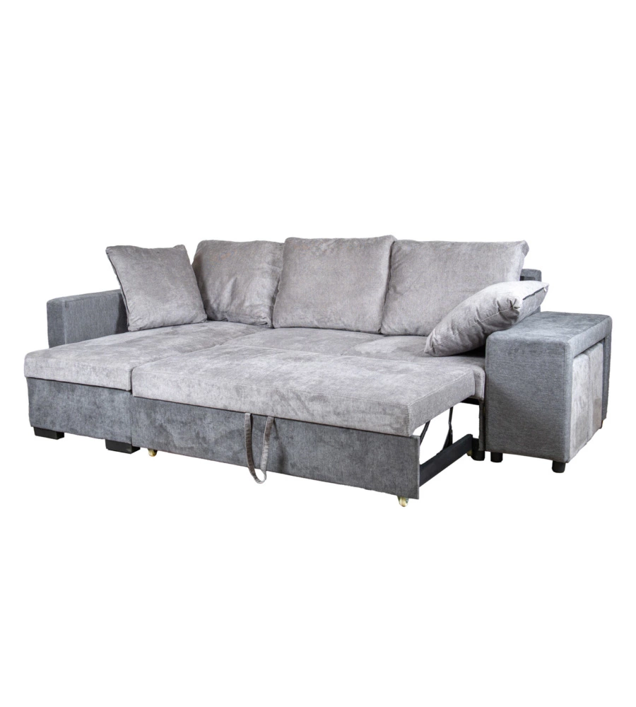 DIVANO ANGOLARE BELLAHOME "JESSY" CON CONTENITORE, POUF E PENISOLA SINISTRA 247X155X94 CM